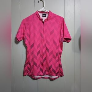 Twin Six Club Ragian Pink Chevron Womens Bike Shirt Size Large